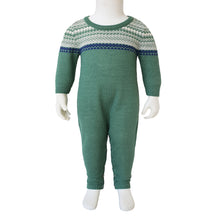  BASSE - Green jumpsuit in 100% baby alpaca