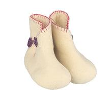  baby shoes in merino wool for girls - hand-felted home lining