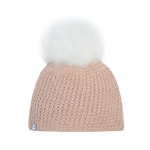  Beanie hat in 100% alpaca with fur tassel