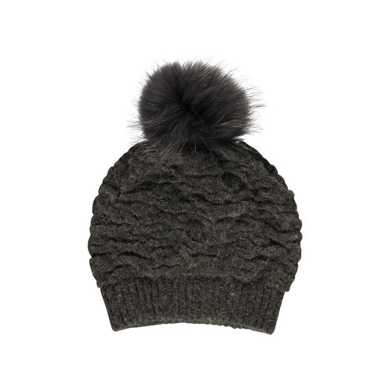 SIDSE knitted hat in wool with a nice fur pom in several colours