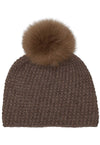 Beanie hat in 100% alpaca with fur tassel