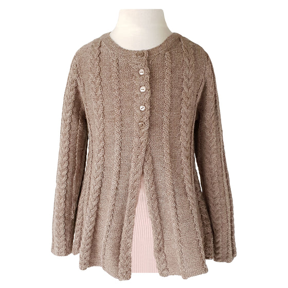 ISABELLA CHOCO - cable knit blouse in 100% baby alpaca