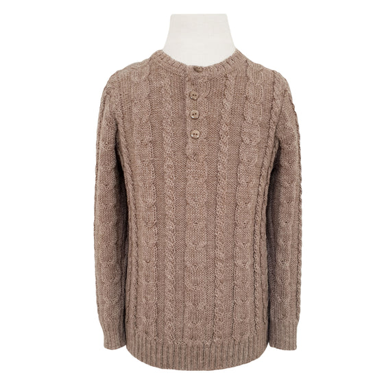 ANDREA CHOCO - cable knit sweater in 100% baby alpaca