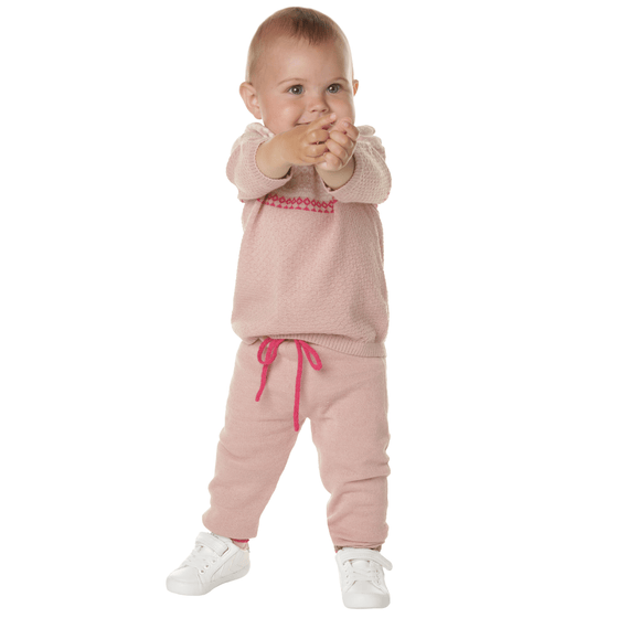 CECILIE ROSA - Pink trousers in 100% baby alpaca